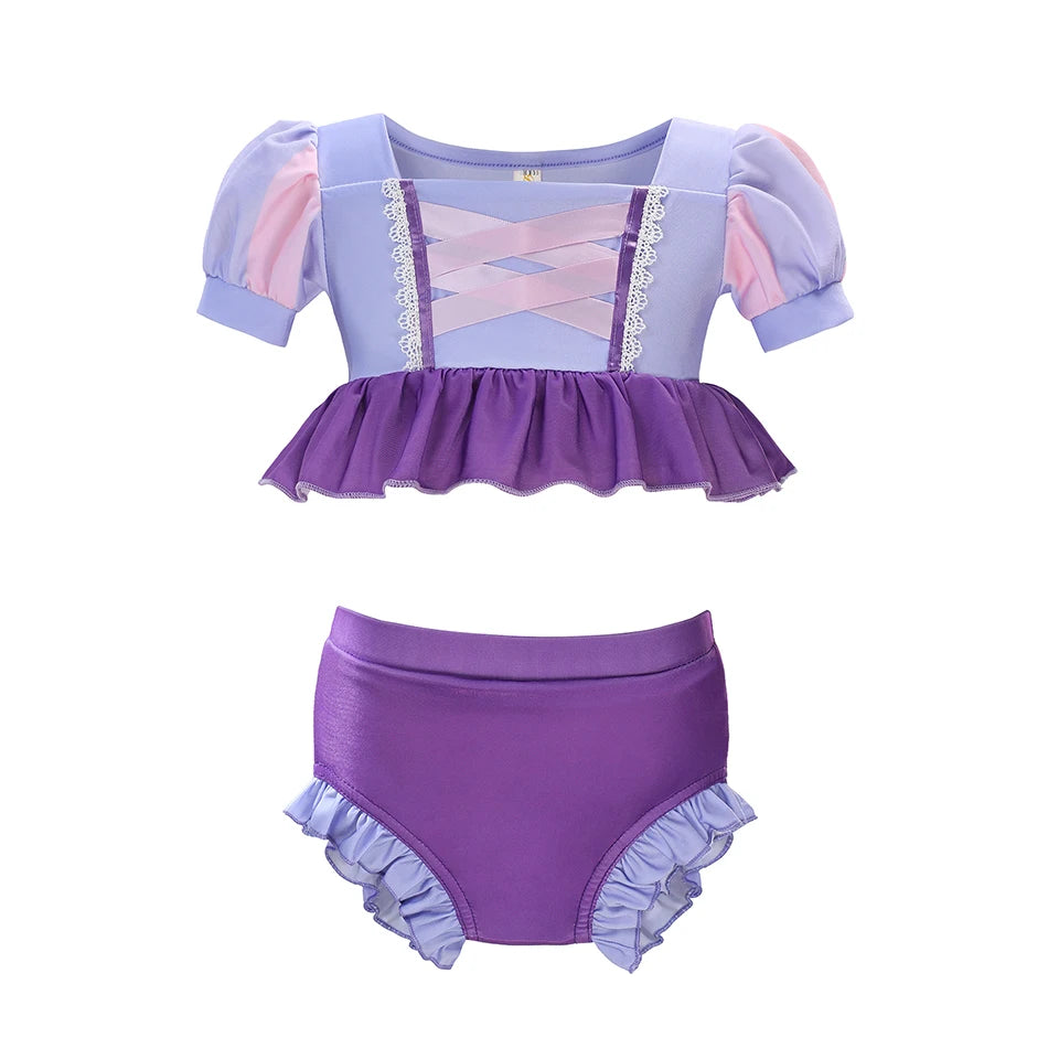 Maillot de Bain Fille Princesse Sirené – Costume Plage Piscine Été Enfant Anna Elsa Raiponce Mirabel
