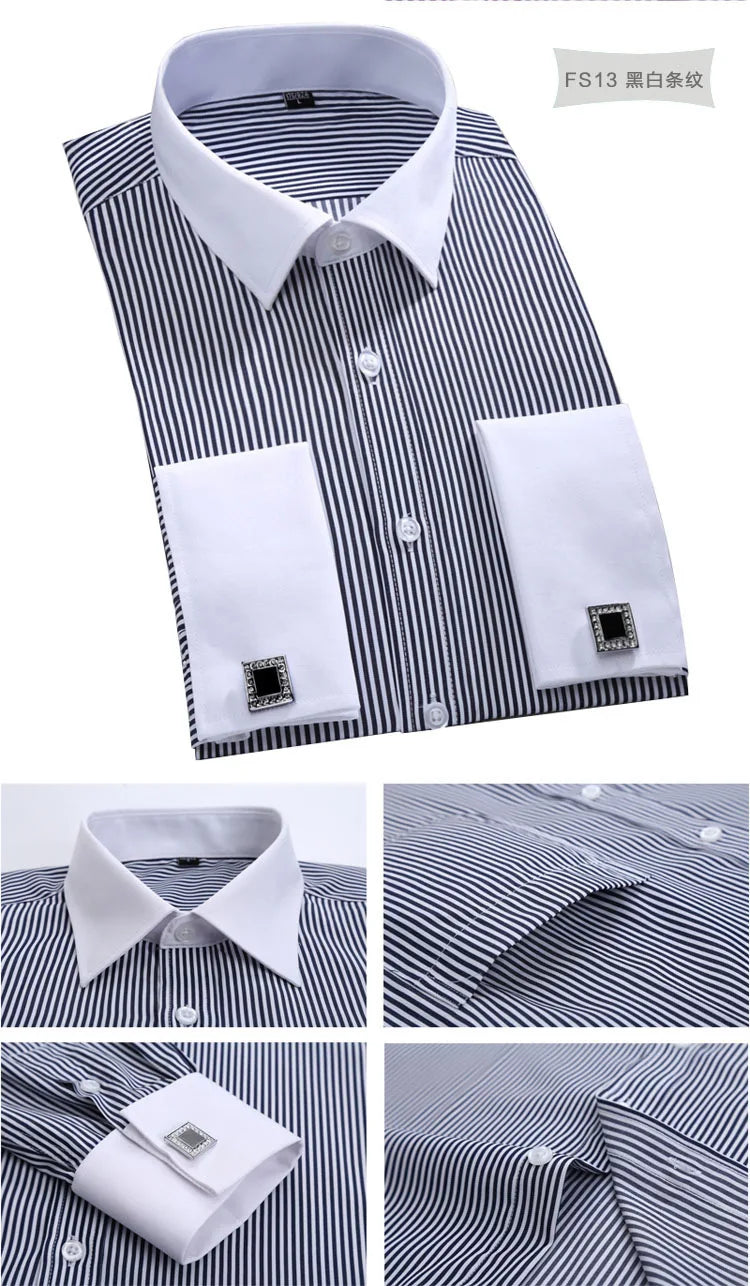 Chemise Homme Classique Poignets Français Manches Longues Coupe Standard – Formelle Business Mariage Bureau Blanche Élégante | Mode Homme Premium