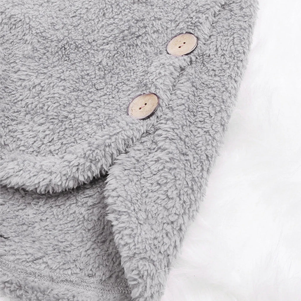Damen Teddyfell-Mantel mit Kapuze – Warme Fleece-Jacke Unifarben | Herbst Winter Trend