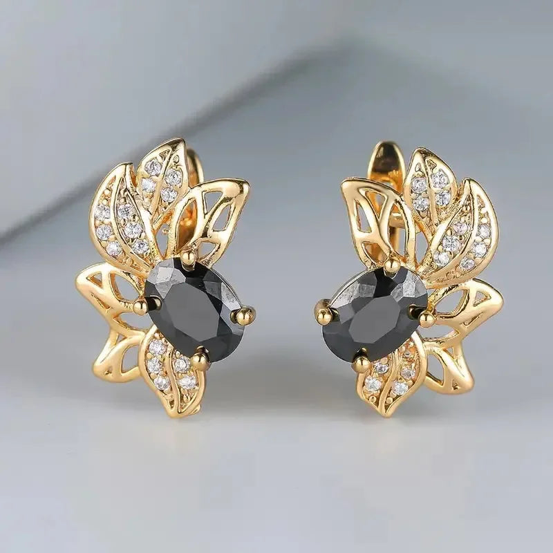 Créoles Luxe Pavées Zircon Couleur Or — Boucles d'Oreilles Femme Élégantes