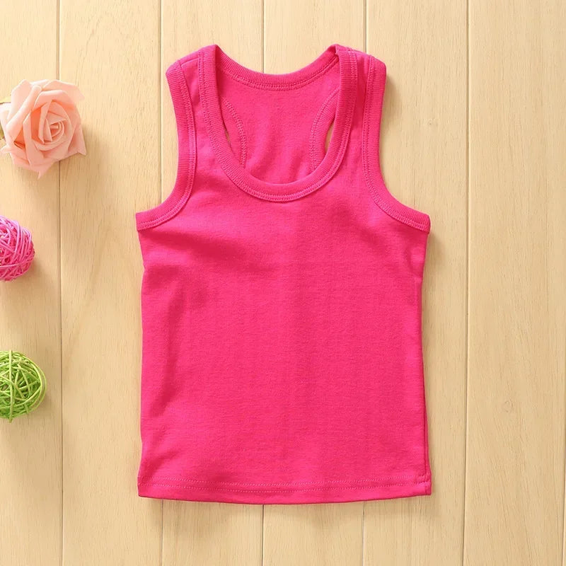 Débardeur Enfant Coton Couleur Unie – T-Shirt Sans Manches Sport Été Garçon Fille Casual