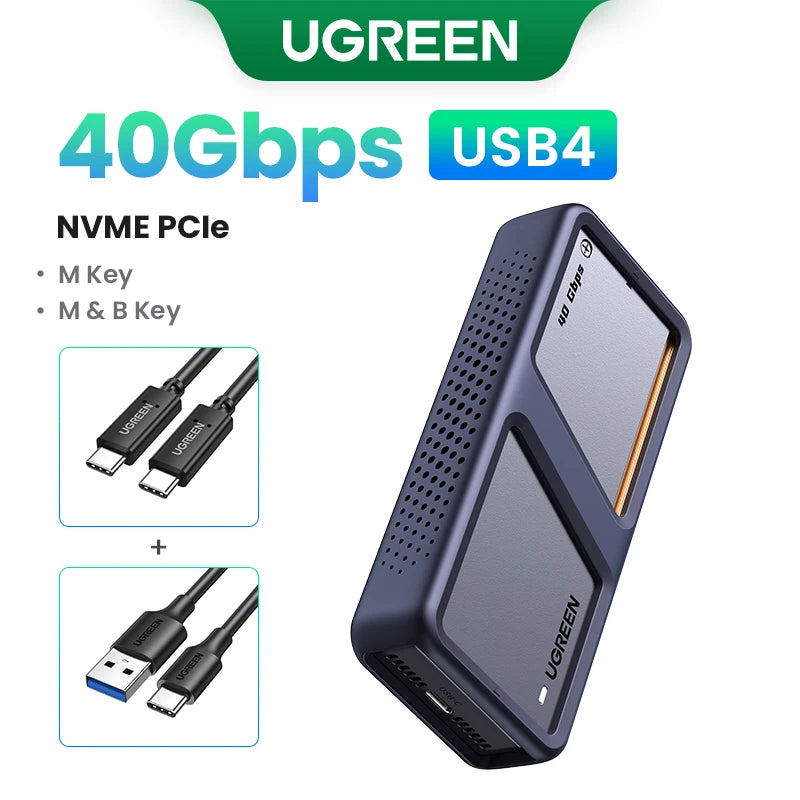 UGREEN Boitier SSD NVMe 40Gbps – Adaptateur M.2 vers USB4.0 | Refroidissement Intégré Aluminium PCIE