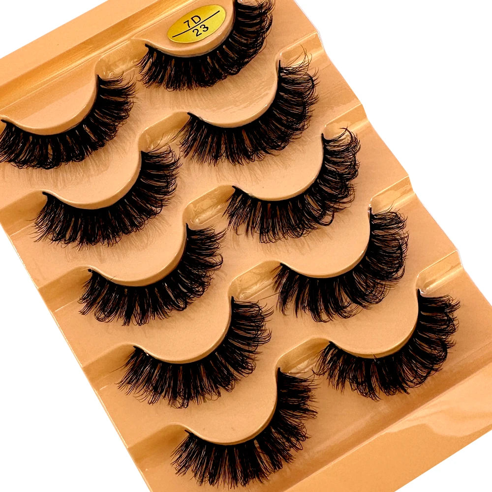 Faux Cils Cat Eye 3D – Lot 5 Paires | Manga Wispy Naturels Courbe D