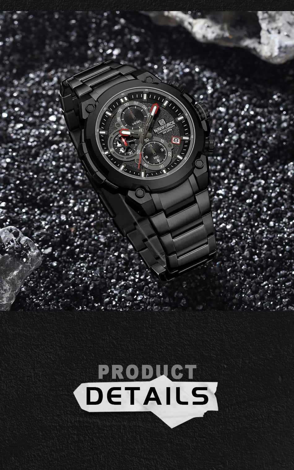 Montre Homme NAVIFORCE Chronographe Sport Militaire Calendrier Quartz – Étanche Fashion