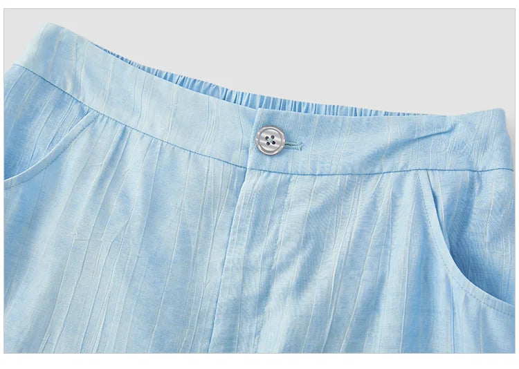 Ensemble 2 Pièces Femme Lin Pantalon Large Nœud Bretelles – Tenue Été Vacances Légère | Semir 2025