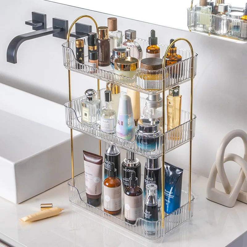 Étagère d’Angle Organisateur Salle de Bain – Rangement Maquillage, Skincare & Cuisine | Support Cosmétiques Bureau
