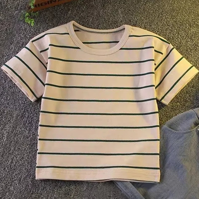 Ensemble 2 Pièces Garçon Été T-Shirt + Short Coton – Tenue Fashion Casual Enfant Manches Courtes