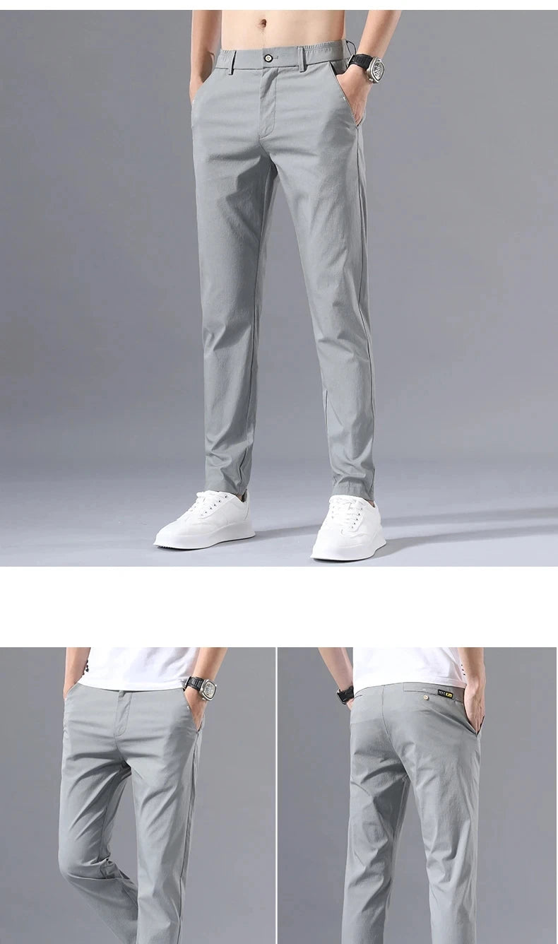 Pantalon Homme Slim Coton Stretch – Business Casual Golf Style Coréen Léger Printemps Automne | Mode Homme Premium