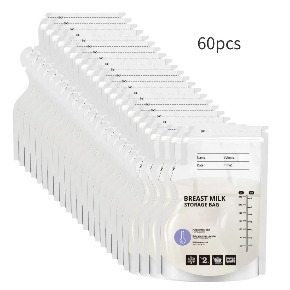 Lot 60 Poches de Conservation Lait Maternel Thermosensibles – PE Alimentaire Transparent Gradué Anti-Fuite