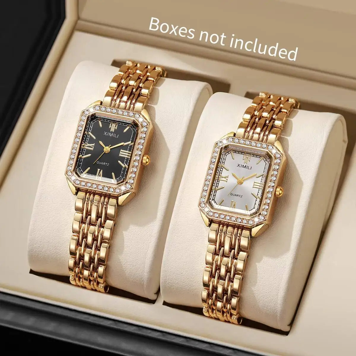 Coffret Montres Femme Rectangle Strass Quartz Bracelet – Set 2/3/5 Pièces Fashion Élégant