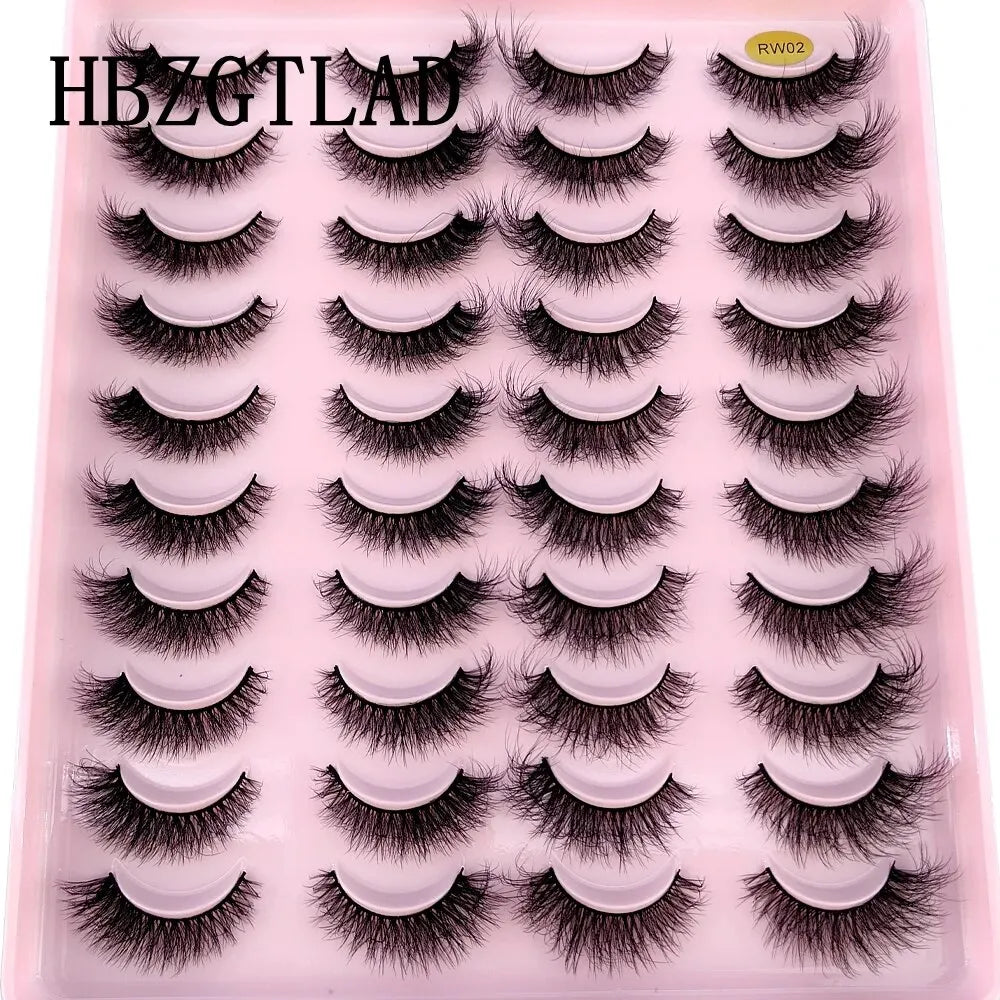 Lot 20 Paires Faux Cils Naturels 3D Vison – Extension Cils Longue Tenue | Maquillage Regard Envoûtant