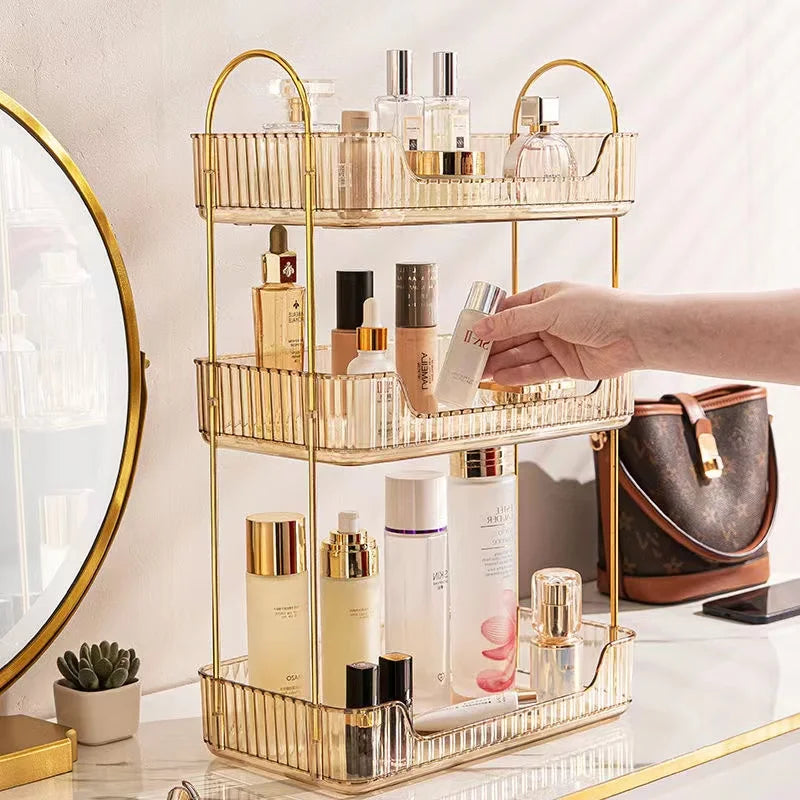 Étagère d’Angle Organisateur Salle de Bain – Rangement Maquillage, Skincare & Cuisine | Support Cosmétiques Bureau