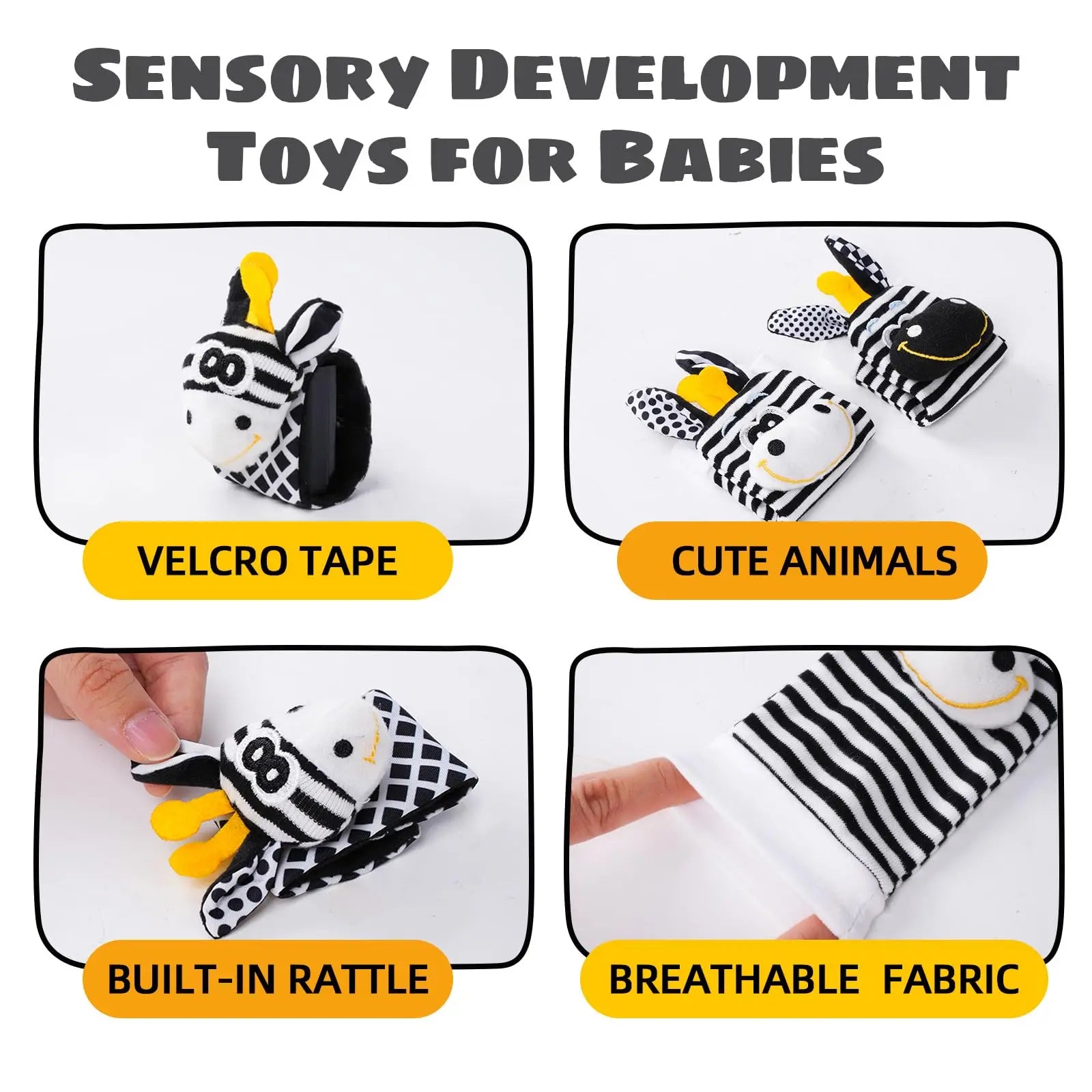 Baby-Rassel- und Socken-Set – Entdeckungsspielzeug für Neugeborene 0-12 Monate, Baby-Geschenk zur Geburt