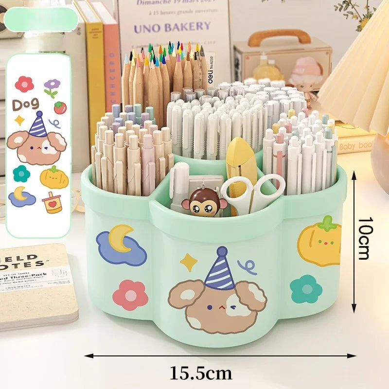Porte-Stylos 360° Rotatif Multifonction – Organisateur Bureau Maquillage Papeterie Étudiant