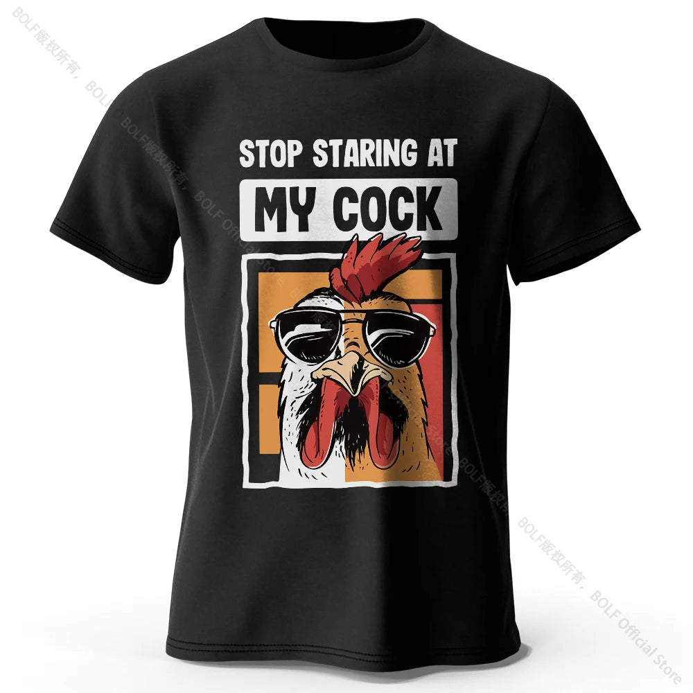 T-Shirt Humour Coq Imprimé Drôle 100% Coton Oversized Unisexe Homme Femme Été – Tee Graphique Funny Casual Streetwear | Mode Unisexe Tendance