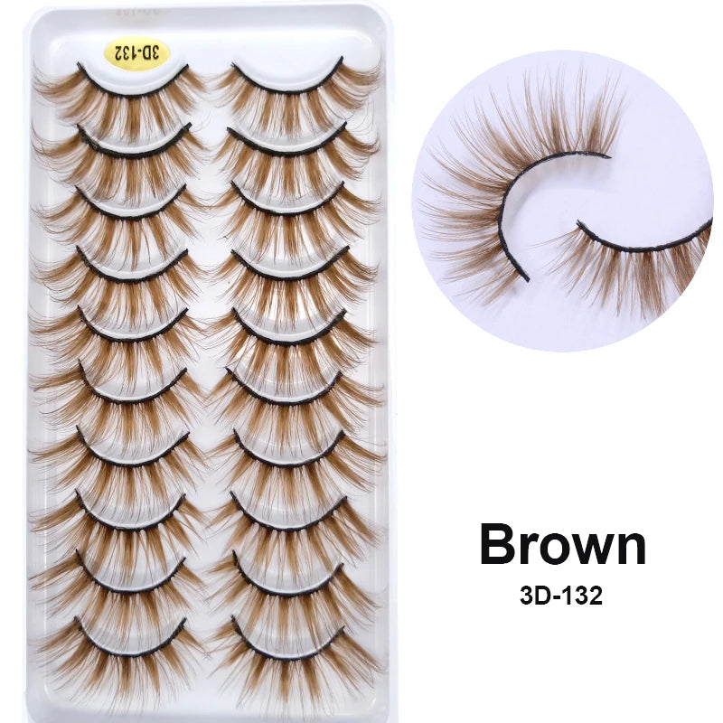 Faux Cils Kekelala 3D Korea Silk – Lot 10 Paires Naturels Bruns & Blonds | Fluffy Wholesale