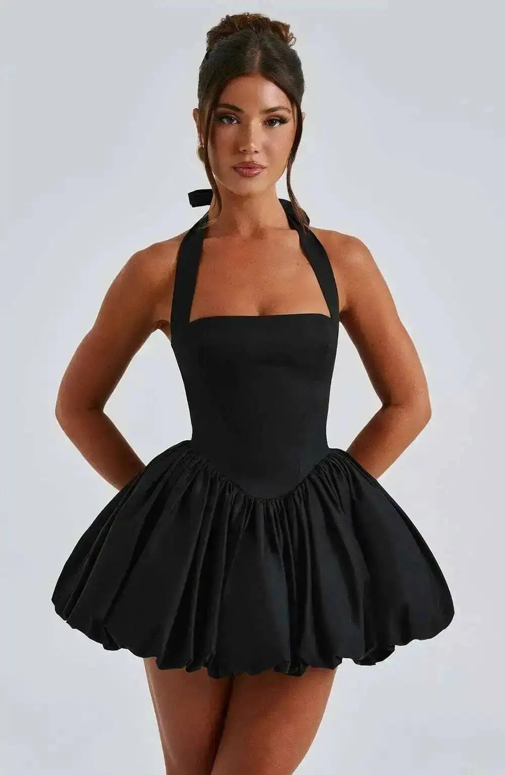 Damen A-Linie Mini-Neckholder-Kleid mit Wickeltaille – Sexy Ausgestellt | Party Club Frühling Sommer