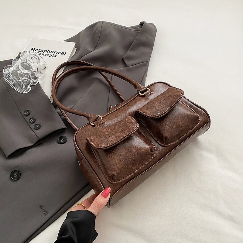 Mini Sac Épaule Double Poche Femme – Sac Aisselle Tendance 2025 Designer Luxe Purse
