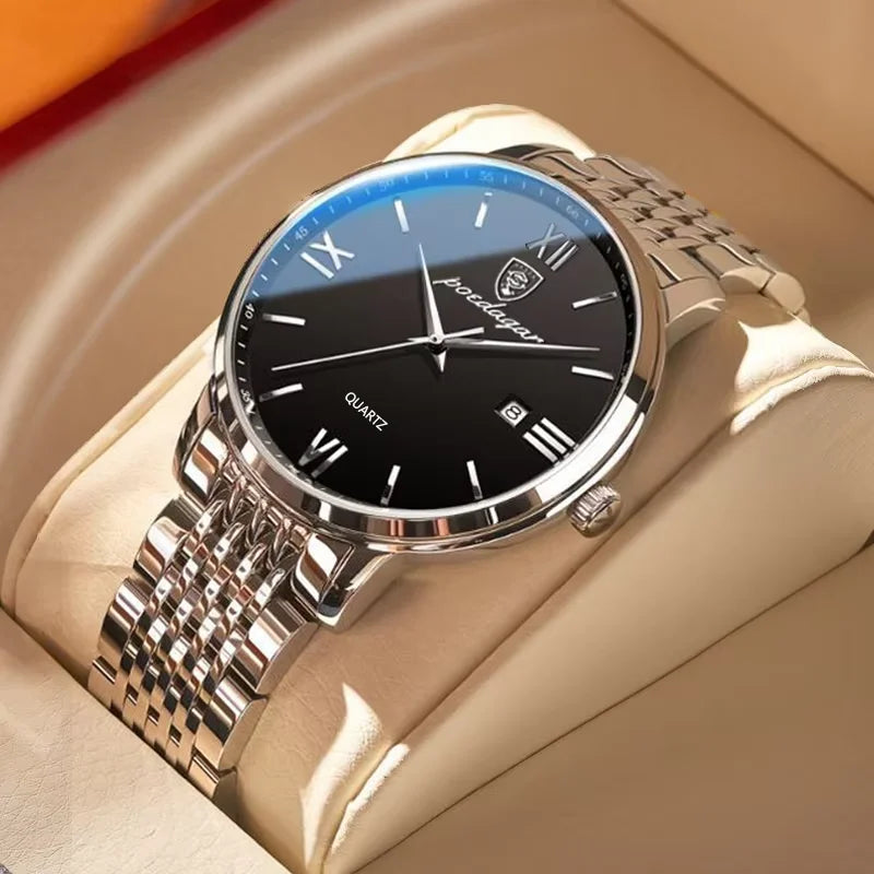 Montre Homme POEDAGAR Luxe Sport Quartz – Acier Lumineux Étanche Date Business