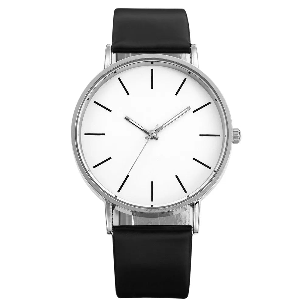 Montre Mixte Quartz Analogique Cadran Rond Bracelet Cuir – Luxe Fashion Casual Homme & Femme