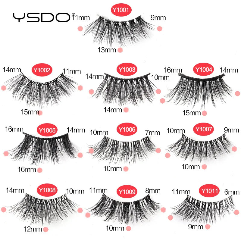 Faux Cils Mink 3D YSDO – Lot 3/5/10 Paires | Maquillage Dramatique Naturel