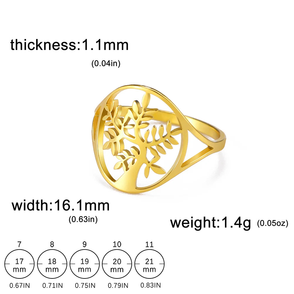 Bague Arbre de Vie Acier Inoxydable Argenté – Symbole Nature & Spiritualité | Bijou Unisexe Couple & Mariage | Cadeau Intemporel