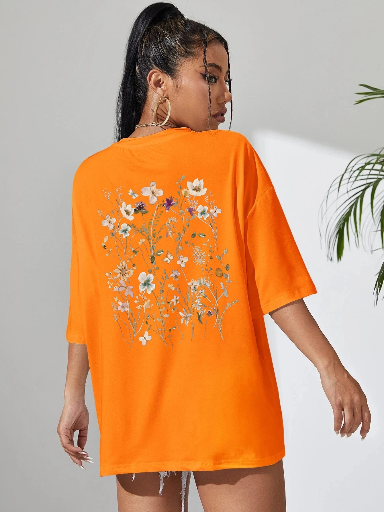 T-Shirt Femme Coton Imprimé Fleurs Manches Courtes Ample Doux Respirant – Top Casual Confortable | Street Style