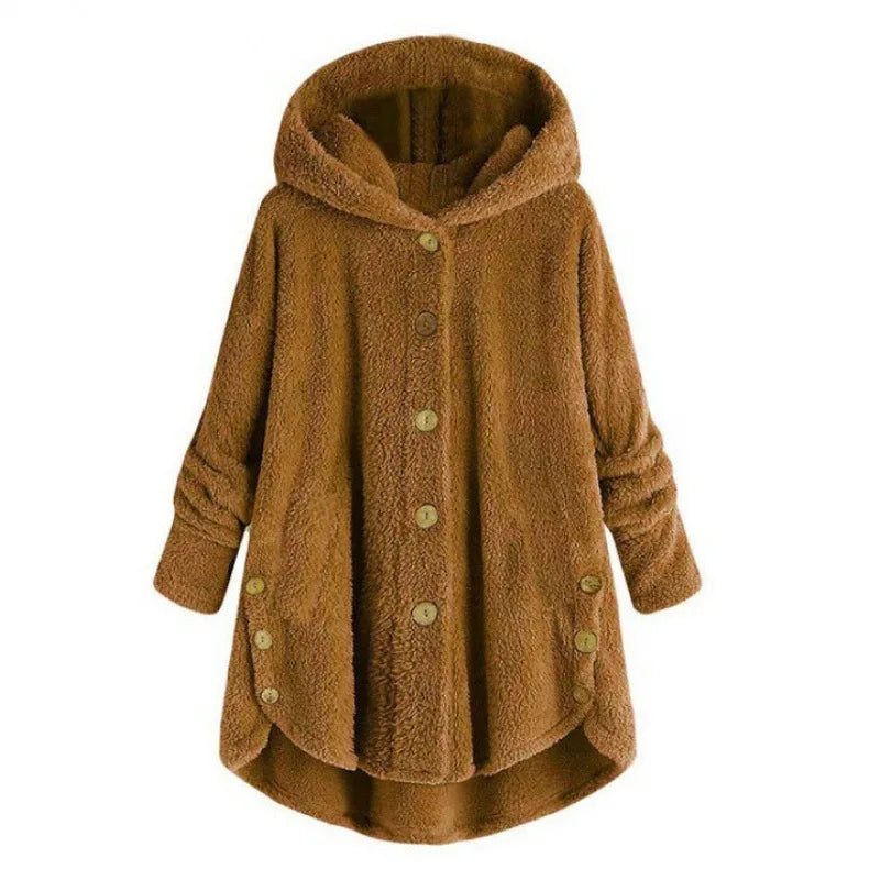 Manteau Teddy Bear Femme À Capuche – Veste Laine Peluche Chaude Uni | Automne Hiver Tendance