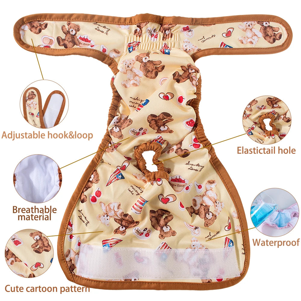 Couche Chienne Lavable BIAI – Culotte Physiologique Étanche Soie Glacée Douce Réutilisable