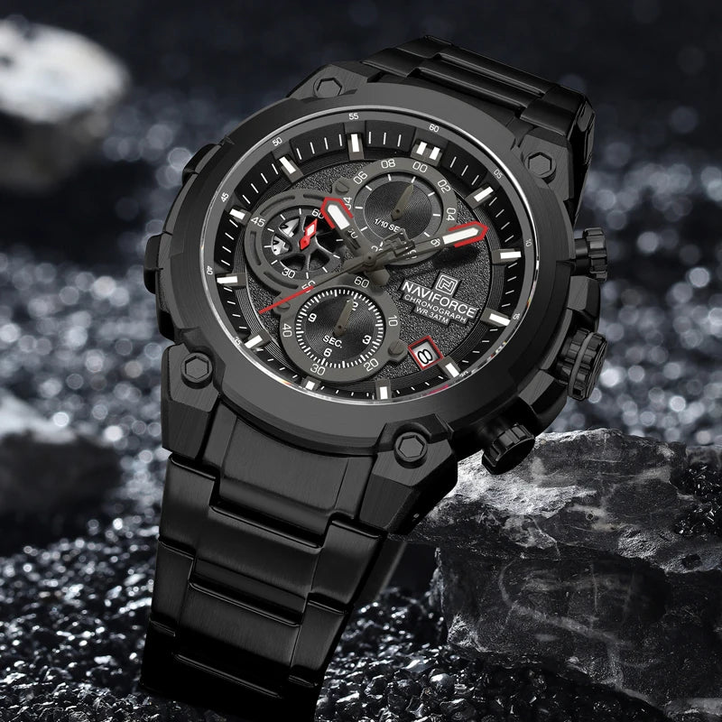 Montre Homme NAVIFORCE Chronographe Sport Militaire Calendrier Quartz – Étanche Fashion