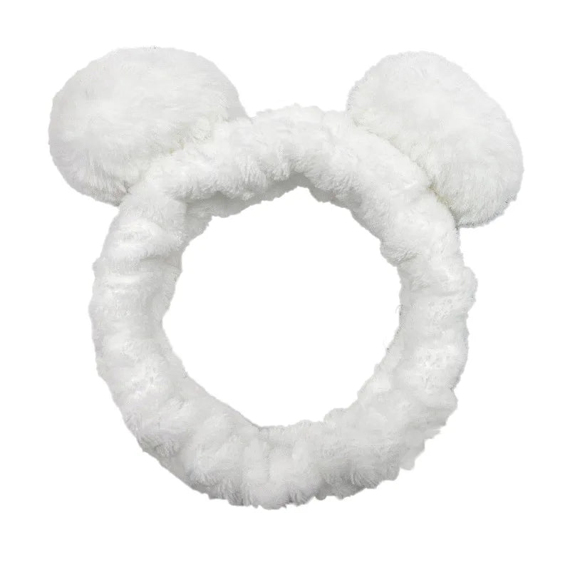 Bandeau Maquillage Oreilles de Lapin Coral Fleece – Élastique Doux | Soin Visage & Coiffure Fille
