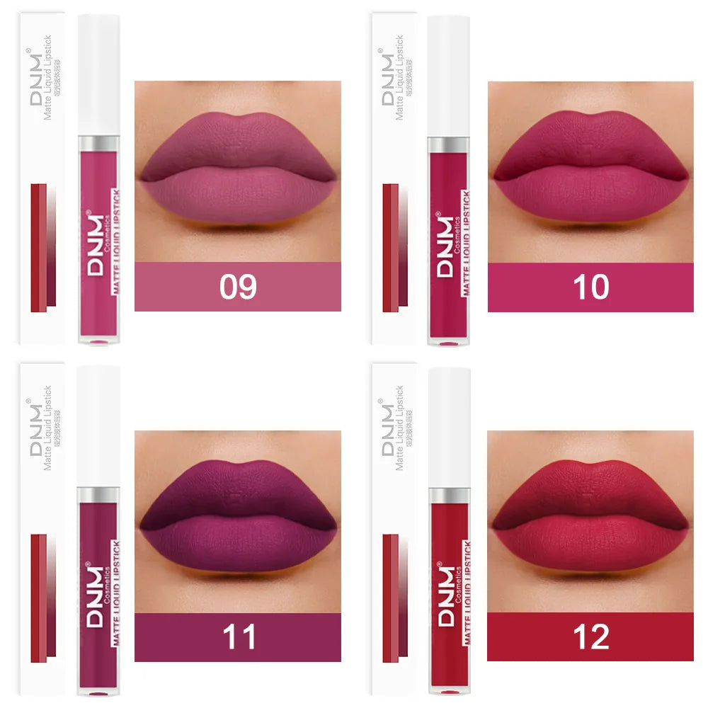 Gloss Velvet Mat DNM 18 Couleurs – Waterproof Longue Tenue | Lip Tint Nude, Rouge & Violet