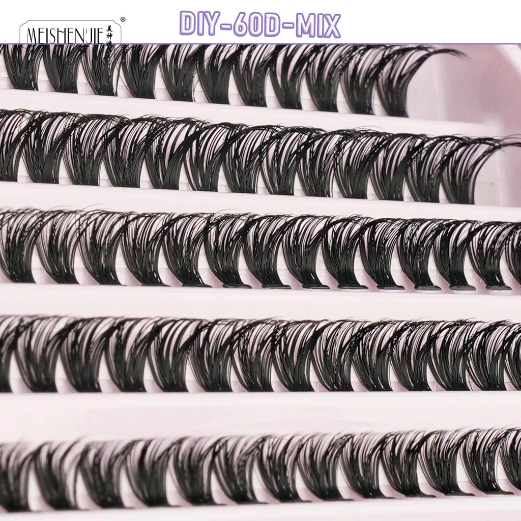Kit Extension Cils DIY 160-200 Pcs – Cils Individuels Cluster avec Colle & Scellant | Faux Cils Maquillage