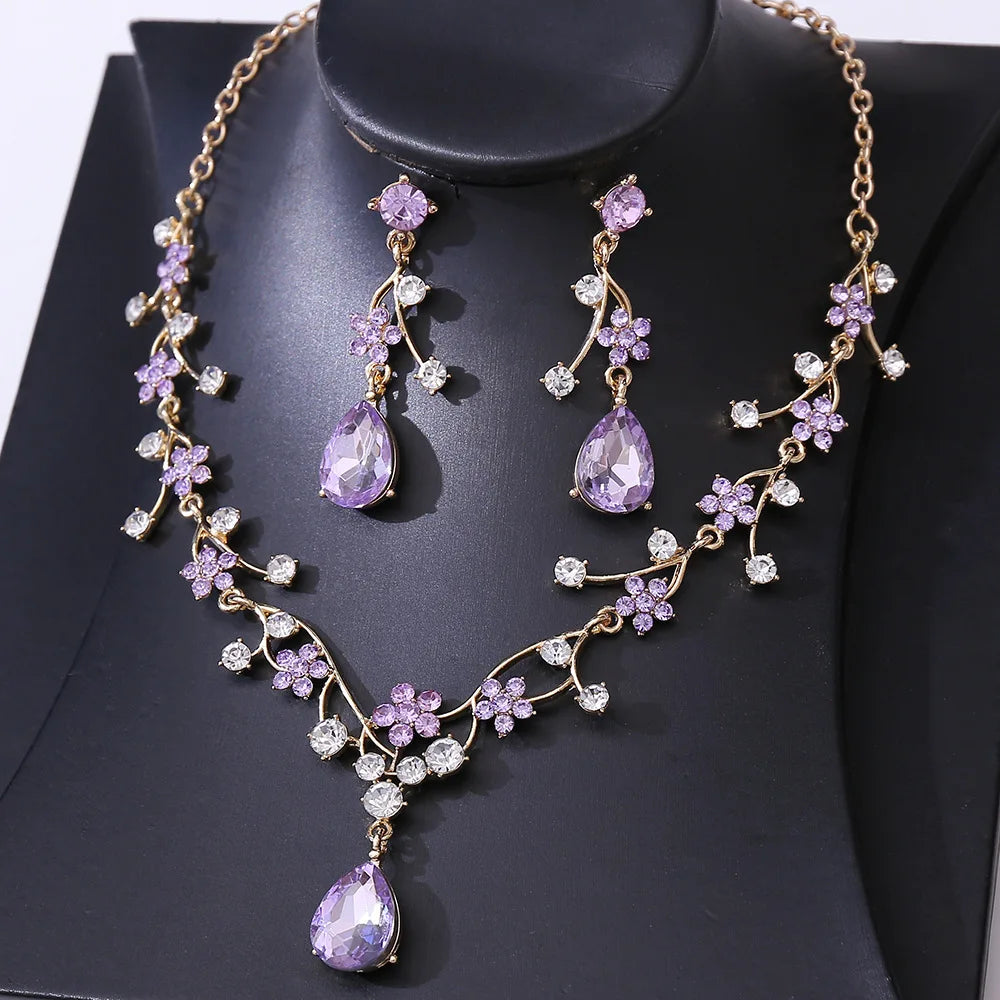 DIEZI Parure Couronne Baroque Mariage Cristal Opale – Tiare Collier Boucles Princesse