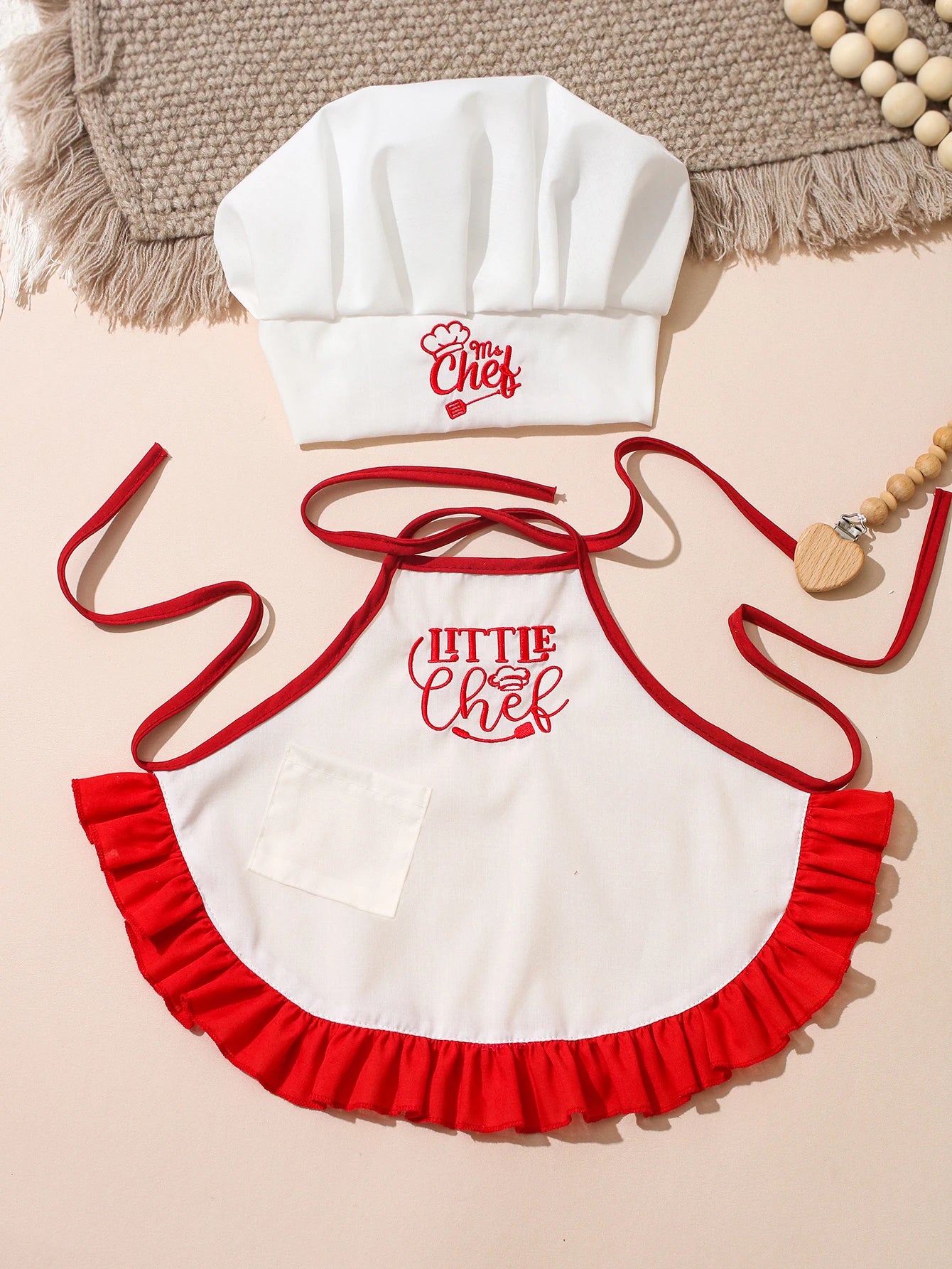 Kit Photo Nouveau-Né Petit Chef – Tablier + Toque Brodés Unisexe Séance Photo Bébé 2 Pièces