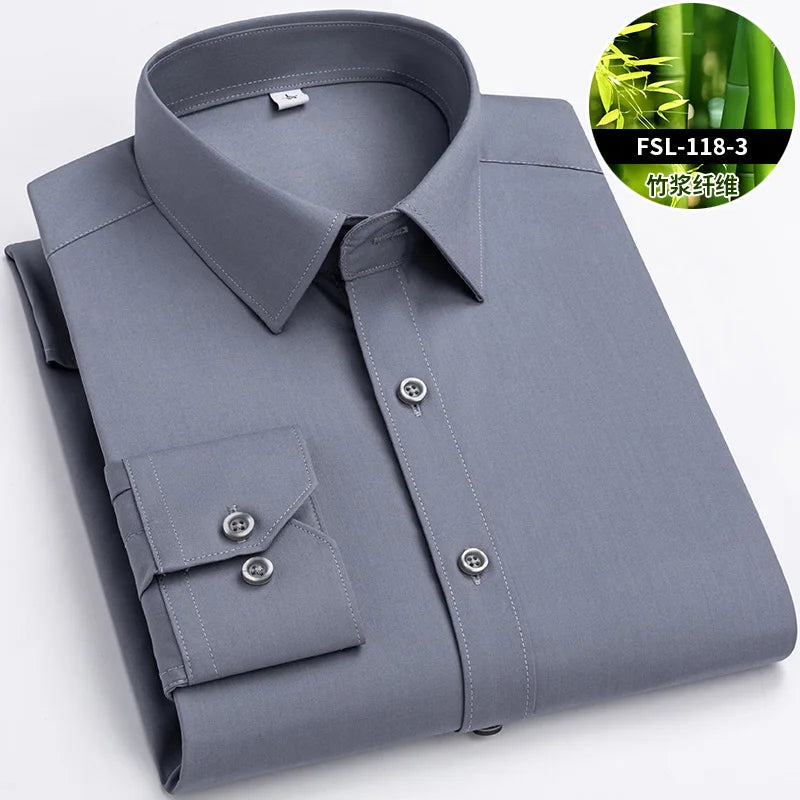 Chemise Homme Fibre de Bambou Stretch Manches Longues Anti-Froissé Sans Repassage Slim Business Casual Bureau Blanche Éco-Premium – Chemise Bambou Premium Stretch Anti-Froissé Sans Repassage Slim Business Blanche | Mode Homme Business Éco-Premium