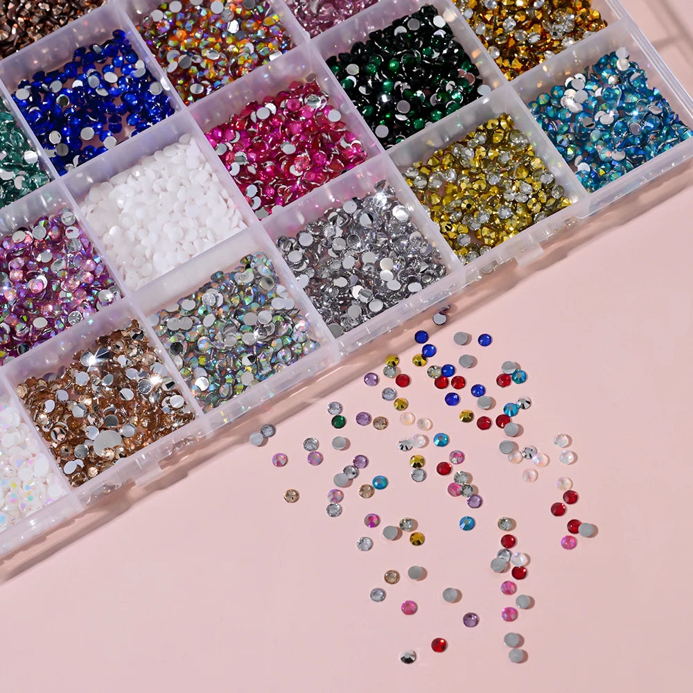 Strass Nail Art 3D Colorés – Diamants Plats Ronds | Déco Ongles DIY