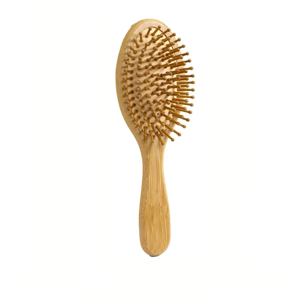 1pc Bamboo Hair Brush（Natural Wooden Massage Cushion）Wide-Tooth Detangling for Thick Hair, Scalp Care for Women Men