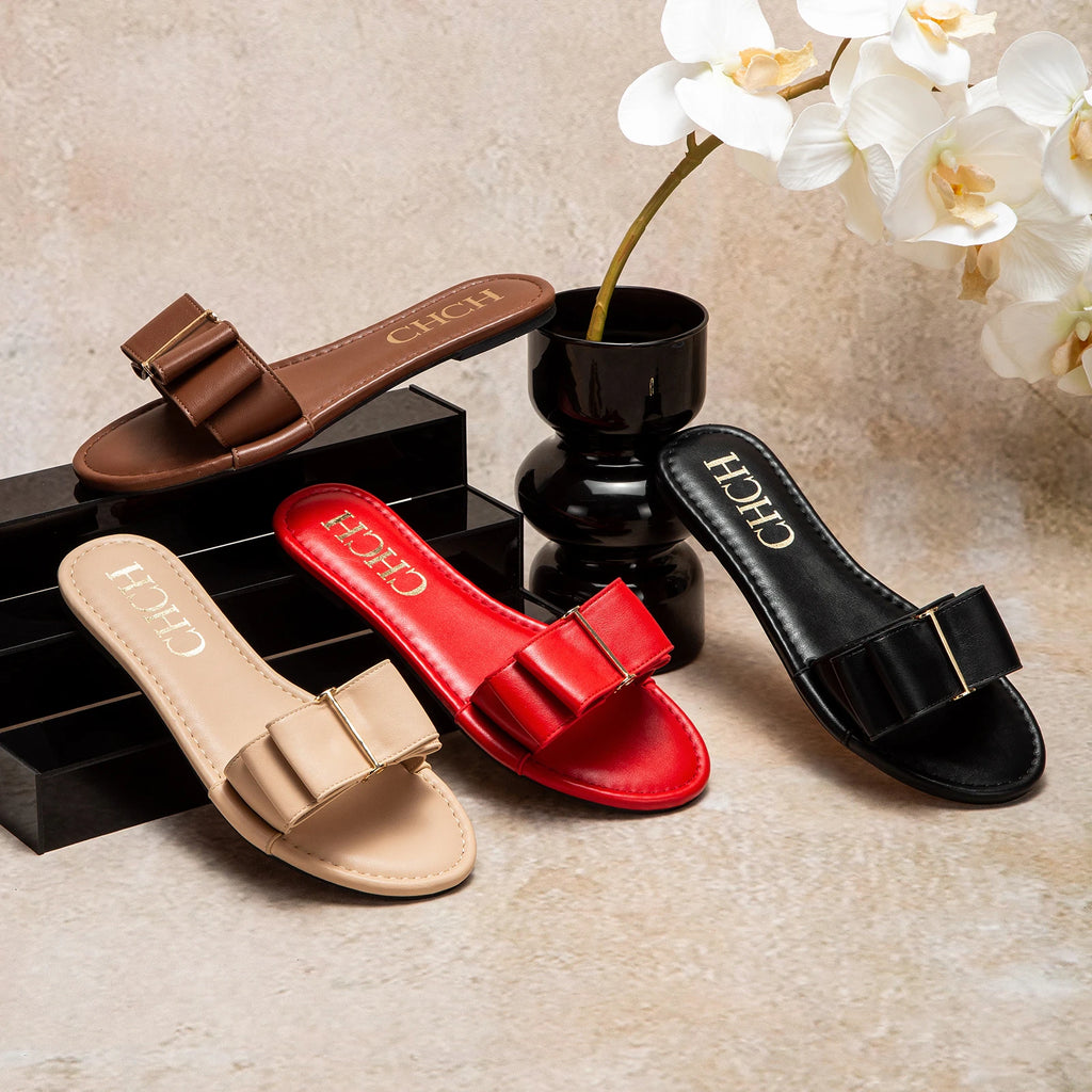 Mules PU Rouge Luxe Plate Femme 2025 – Chaussures Qualité Premium Nouvelle Collection