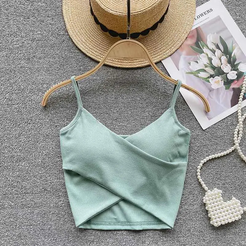 Caraco Femme Bretelles Irrégulières Uni Slim Chic Y2K – Top Sport Élégant Casual & Tendance