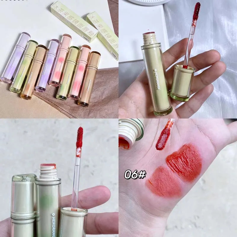 Gloss Miroir Iced Tea – Lip Glaze Jelly Transparent Waterproof | Rouge à Lèvres Liquide Effet Glacé