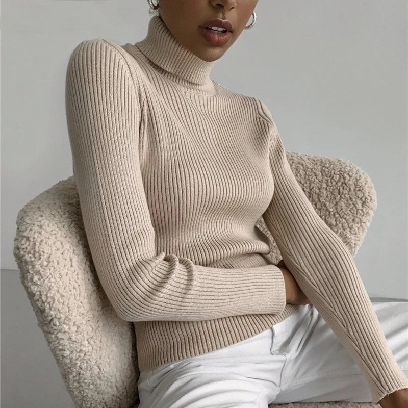 Pull Col Roulé Cachemire Ultra-Doux Femme - Tricot Basique Chic Automne Hiver | Heliar
