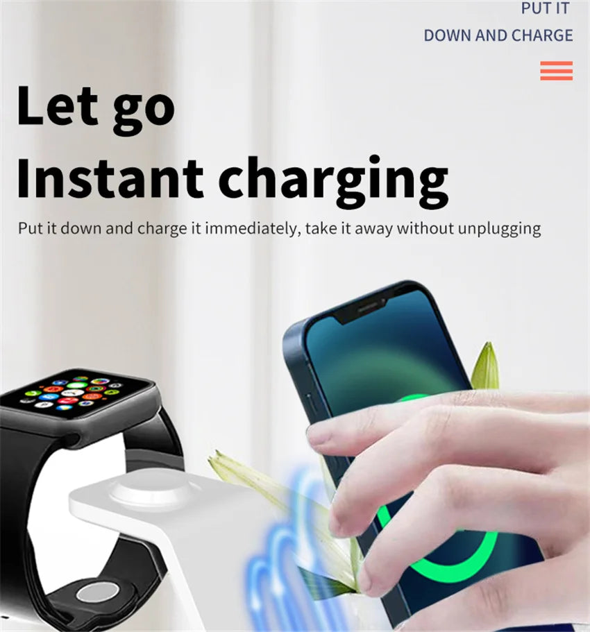 Chargeur 3-en-1 Stand Charge Rapide – iPhone 17-12 Apple Watch 6-8 iWatch AirPods Pro