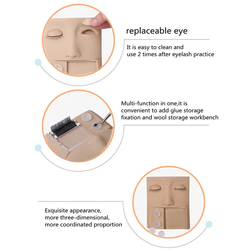 Tête Mannequin Entraînement Extension Cils – Yeux Amovibles & Faux Cils | Modèle Pratique