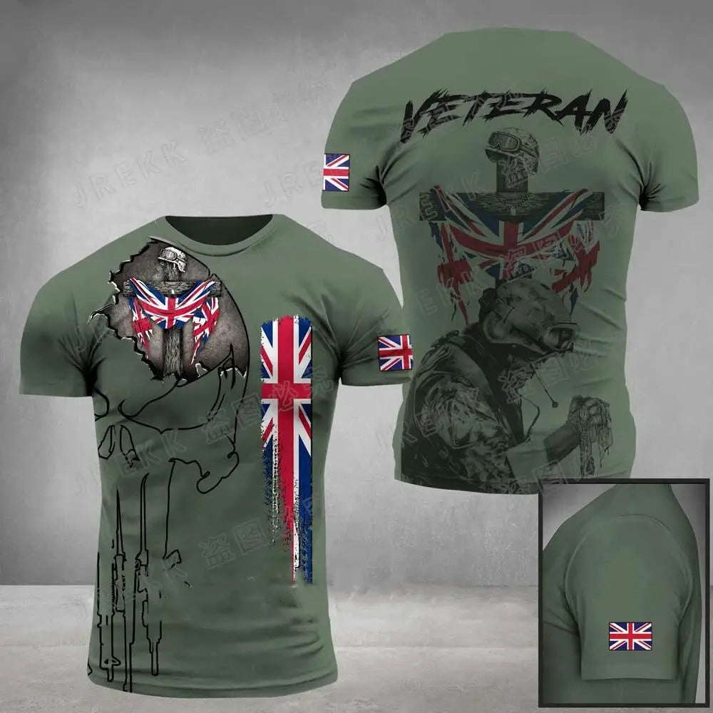 T-Shirt Homme Drapeau Britannique Graphic 3D Imprimé Camouflage Terrain Gym Haute Qualité Manches Courtes Été Casual Patriotique Tendance Confortable – T-Shirt Graphic 3D Premium Drapeau Britannique Camouflage | Mode Homme Graphic Premium