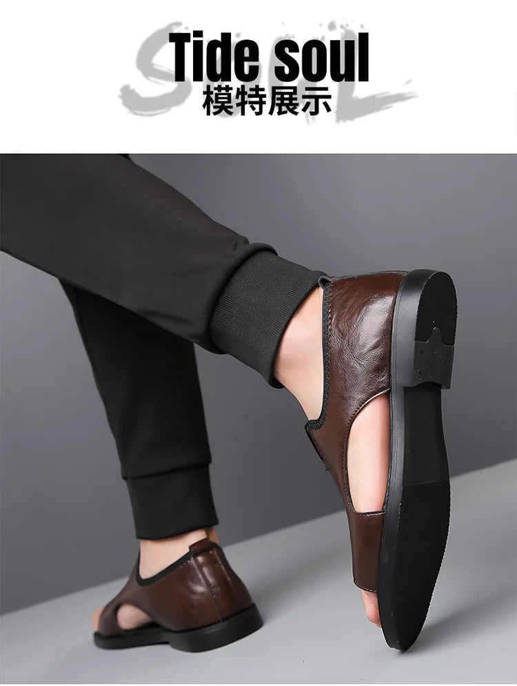 Sandales Cuir Soft Sole Homme Plage Conduite – Slippers Outdoor Confortables Qualité