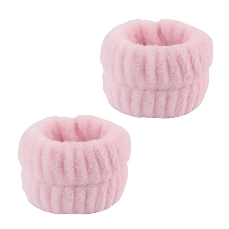 Set Bandeau & Bracelets Lavage Visage - Nœud Papillon Rose Spa