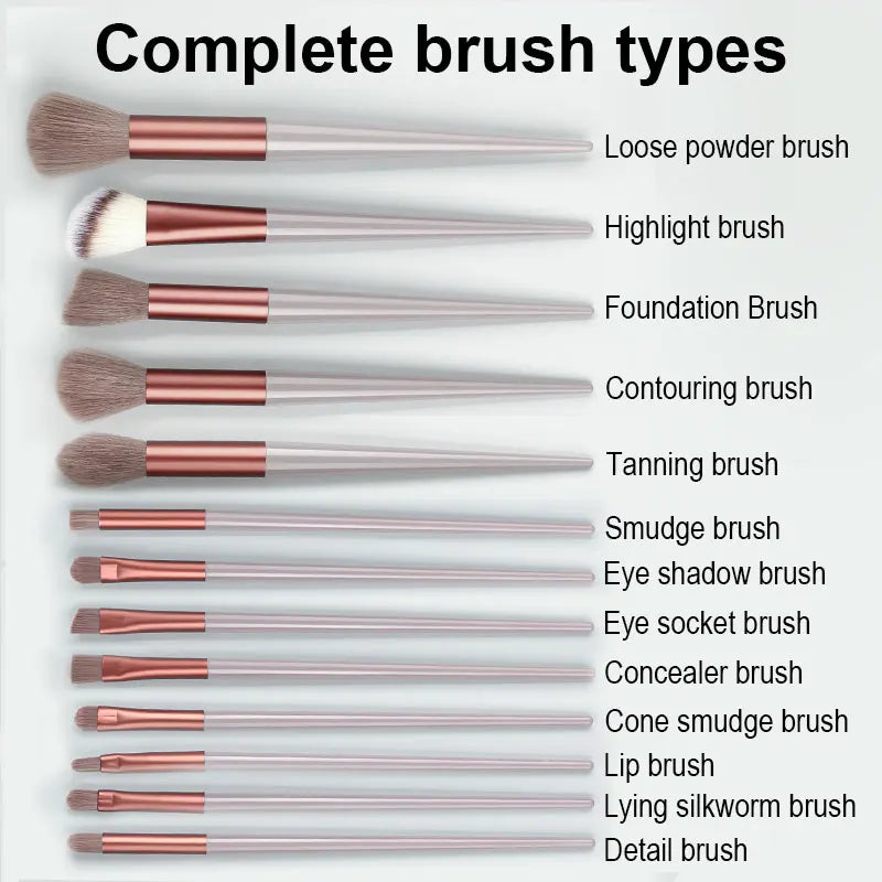 Set de Pinceaux Maquillage 13 Pièces - Synthétiques Premium
