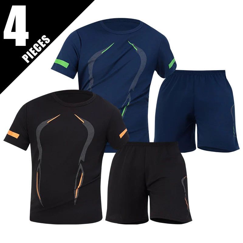 Ensemble Sport Homme Séchage Rapide Grande Taille T-Shirt + Short Lot 2/4/6 Pièces Loisirs Running Fitness Casual Ado – Pack Sport Économique | Mode Homme Sport Premium