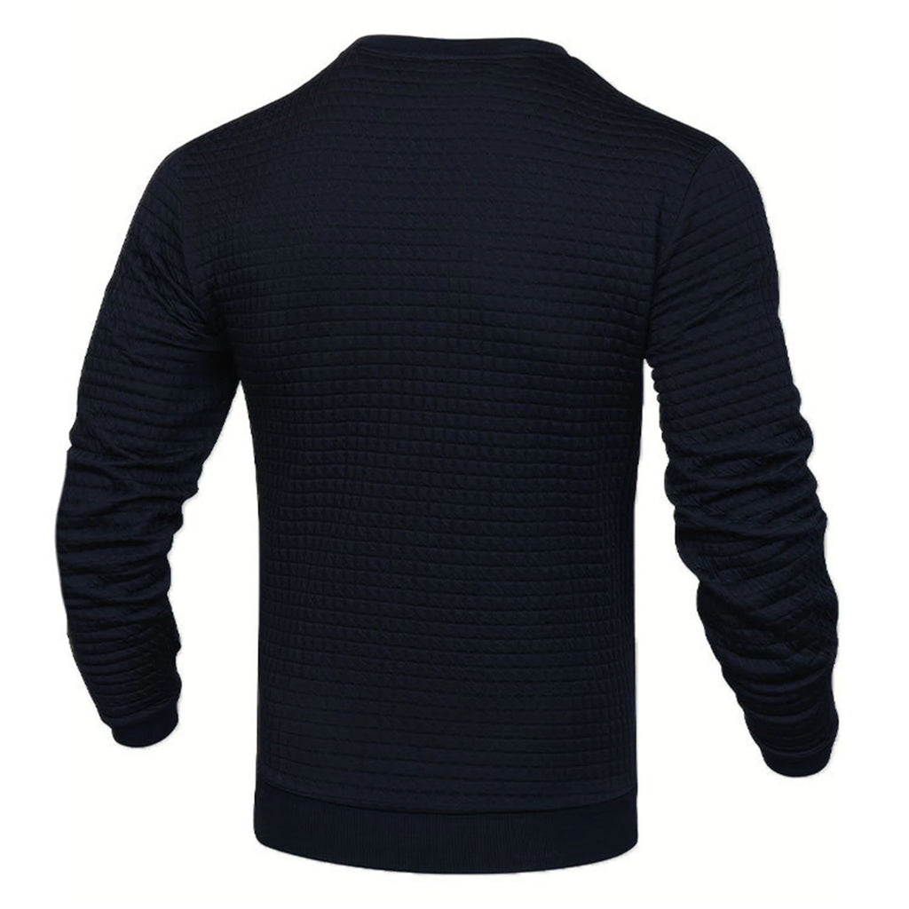 Hoodie Homme Col Rond Jacquard Carreaux Waffle Texture Fashion Casual Chaud Tendance Streetwear – Sweat À Capuche Motif Carreaux Premium | Mode Homme Streetwear Premium